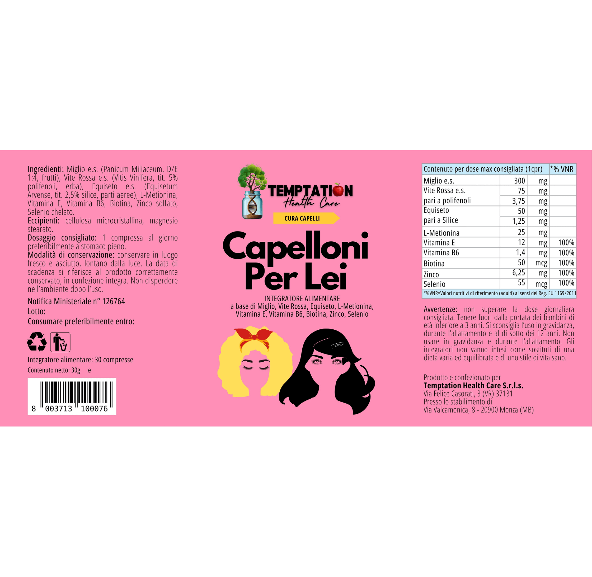 Etichetta capelloni per lei